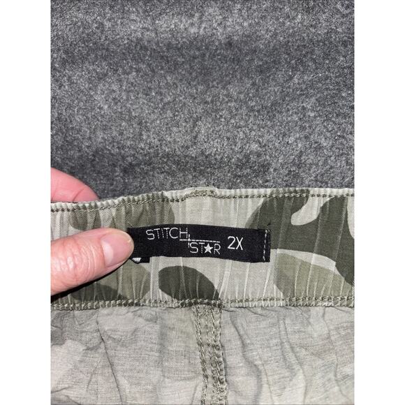 Stitch Star Womens Sz 2x Camo Lightweight Cargo Shorts Elastic Back 8.5 Inseam - Picture 5 of 9